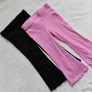 Lot Of 2 Ribbed Texture Bell Bottom Stretch Leggings | 2T